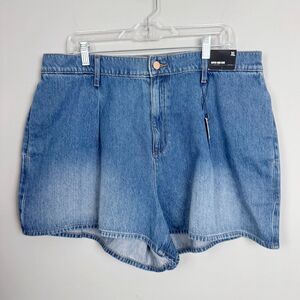 EXPRESS | NEW Denim Blue Super High Rise Pleated Shorts Women’s Size X-Large